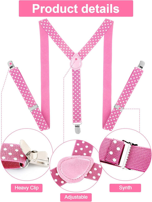 SATINIOR Suspender and Bow Tie Set 80s Clip on Suspenders for Men Women...